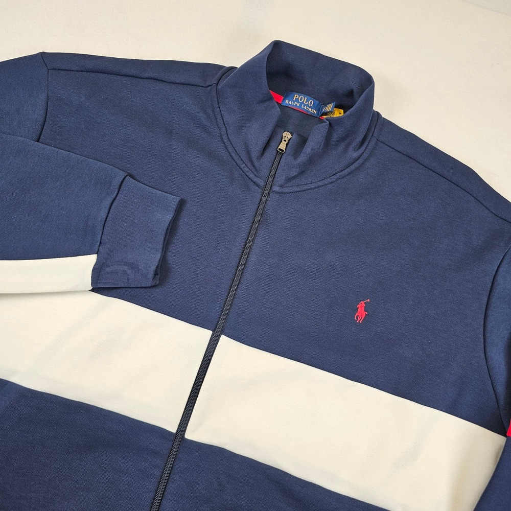 Polo Ralph Lauren Mens 3XB Big & Tall Navy Colorblock Full Zip Track Jacket